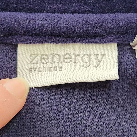 Zenergy by Chico's Velour Zip Up Jacket Dark Purple Women's Size 1/Medium 8 - Picture 6 of 11
